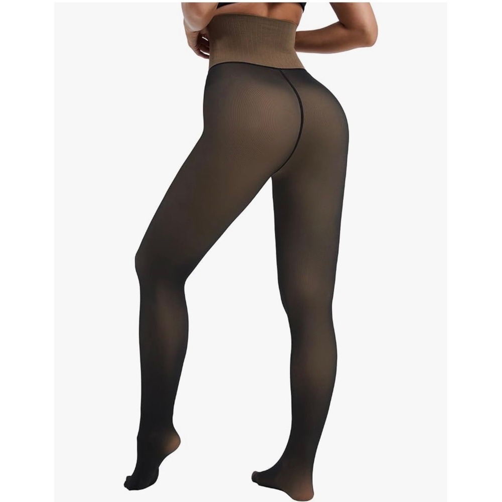 High Waist Full Coverage Shaping Fleece Tights Black Silky Dream Knit Warmth M